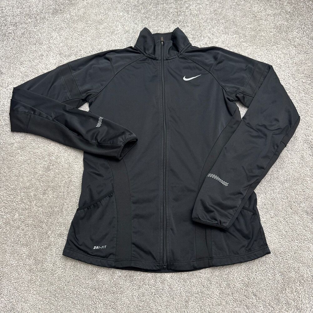 Nike Element Shield Dri-Fit Full Zip Running Jacket Women Small Black Activewear